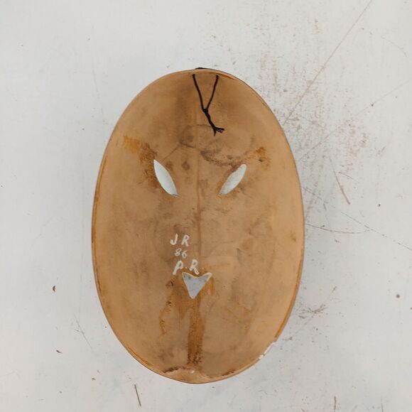 Wood Face Mask Hand Painted Tribal Folk Art Wall Hanging Decorative 9” ~ Signed - Picture 7 of 11